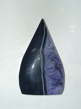Polished Agate Teardrop Stone in Black and Purple